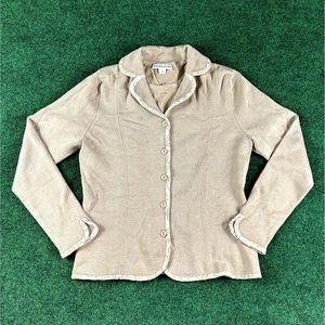 Pendleton Brown Silk Button Up Blazer with‎ T-Shirt Womens Size Medium